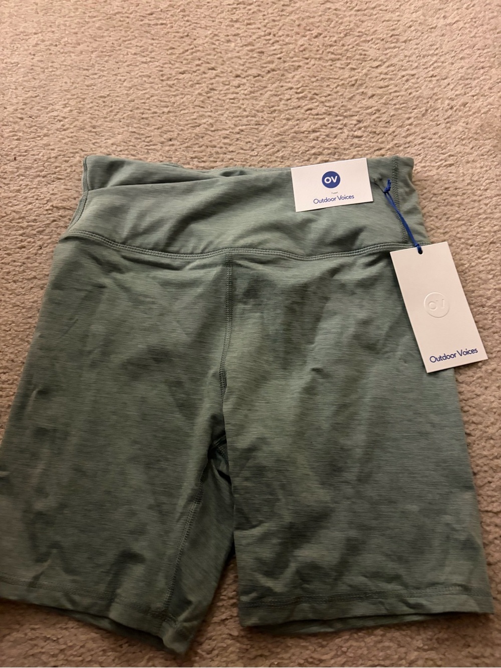 Outdoor Voices womens Sage Green Athletic Bike Shorts